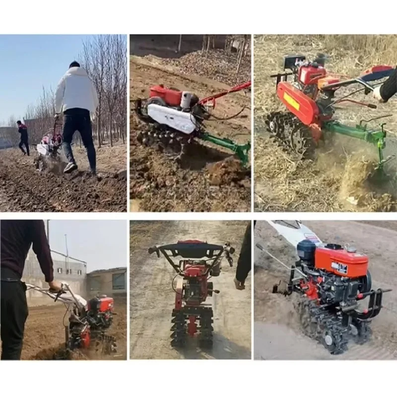 Aratrozzatrice agricola multifunzionale a doppio scopo con micro coltivatore a cingoli per acqua e scavo a doppio scopo