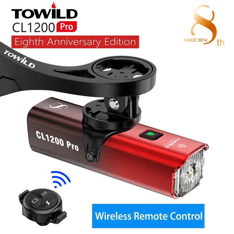 TOWILD CL1200Pro 5000mAh Battery 1200LM 8th Anniversary Edition Bike Light LED Front Lamp Type-C Headlight Bike Accessories