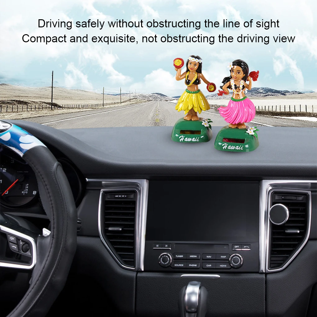 Solar Powered Shaking Head Toy Hula Auto Interior Dashboard Decoration Hawaii Car Dancing Figure Toy Hawaiian Dancer Ornaments