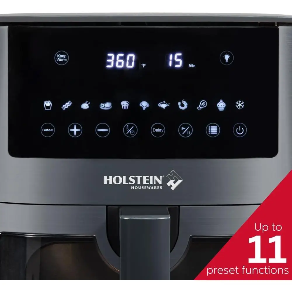 디지털 에어 프라이어 7.6QT(보기 창 포함) 7가지 사전 설정 옵션 타이머 자동 차단 논스틱 바구니 더 건강한 요리