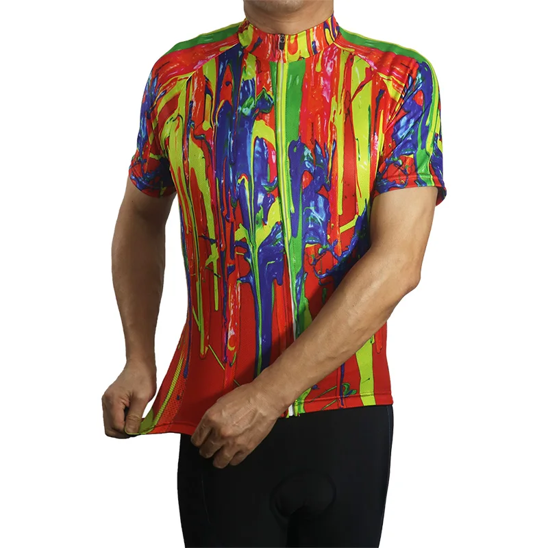 

Classic Bike Short Sleeve Jersey, Colorful Cycling Top, Road Bicycle Wear, Cyclist Jacket, Red Shirt, Anti-UV Bib Race, Fashion