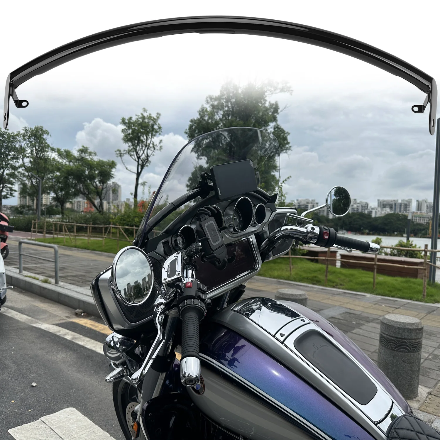 

Multi-Purpose Navigation Holder Windshield Compound Strut Crossbar 22mm Bar Fits For BMW R18B R18 Transcontinental 2021-2025