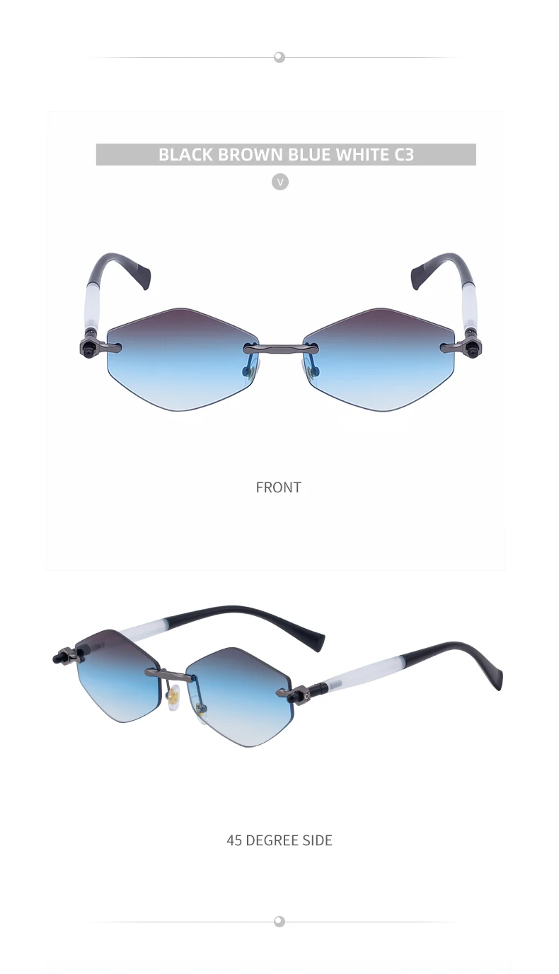 Randlose Polygon-Sonnenbrille für Damen 2026 Luxusmarke Mode Retro Sonnenbrillen Punk Sechseckige Brillen für Damen UV400 Outdoor-Sonnenbrillen – Detail 20