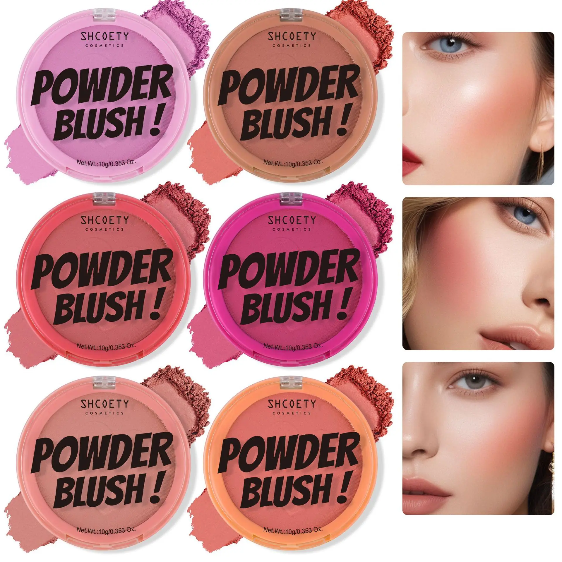 6-Color Matte Powder Blush Palette Natural Long-Lasting Stay-Put Blusher Compact with Luminous Finish to Brighten Skin For Women