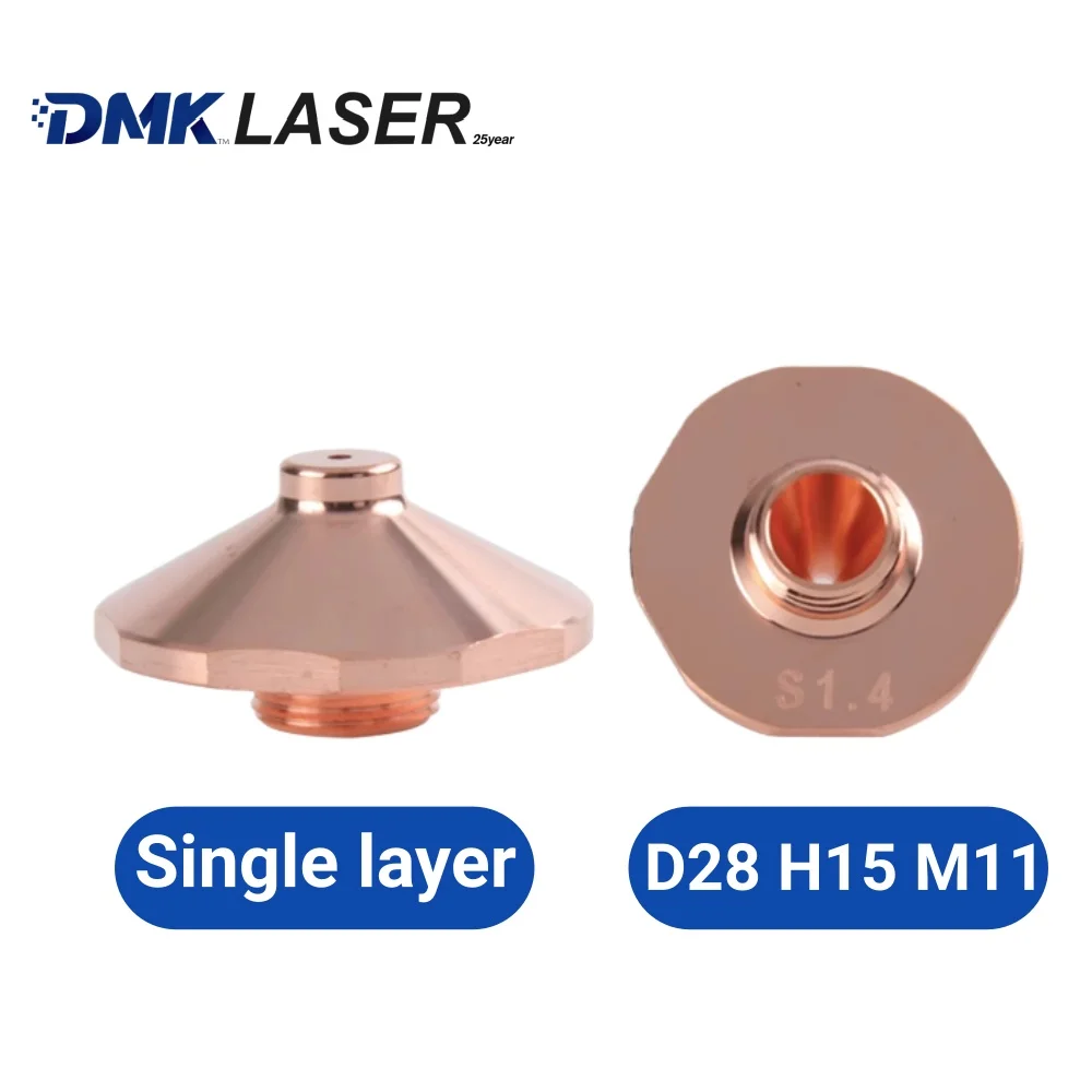 DMK MCSB Laser Cutting copper Nozzles D28 H15 M11 Ruffled edge protrusion raised for HANS Precitec Raytools WSX HSG cutter Head