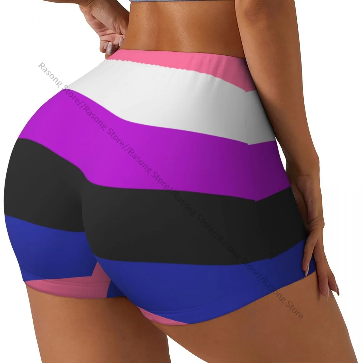 

Sexy tight hip sports shorts Genderfluid Pride Flag fitness women's comfortable yoga shorts