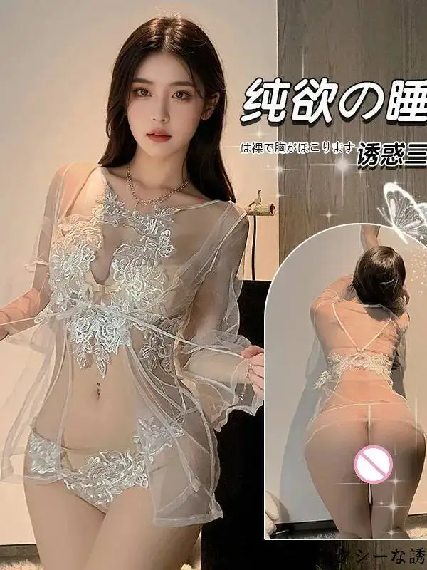 Sexy Vrouwen Sexy Mesh Kant Lange Mouw Mini Jurk Sheer Transparant Kant Drijvende Bloem Uniform Jurk Elegante 2025, Nieuwe WY73