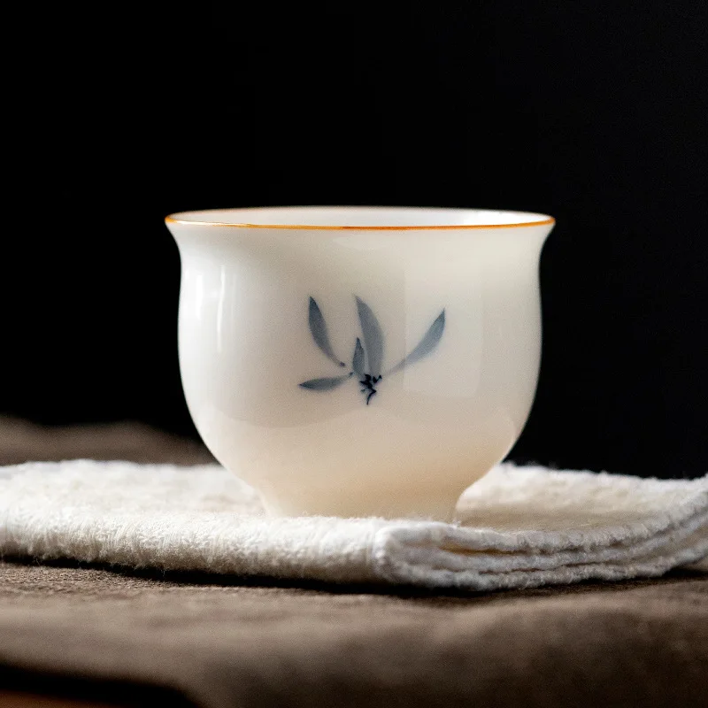 

1 Pc Chinese Vintage Porcelain Tea Cup Handmade Orchid Pattern Ceramic Tea Bowl Household Teacup Travel Personal Teaware 40ml