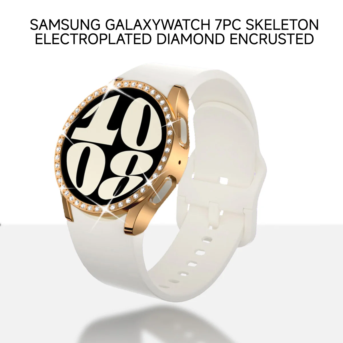 Case for Samsung Galaxy Watch 7 6 5 4 40mm 44mm Protective Case Plastic Hard Bumper Row Diamond Encrusted Shiny Cover No Glass
