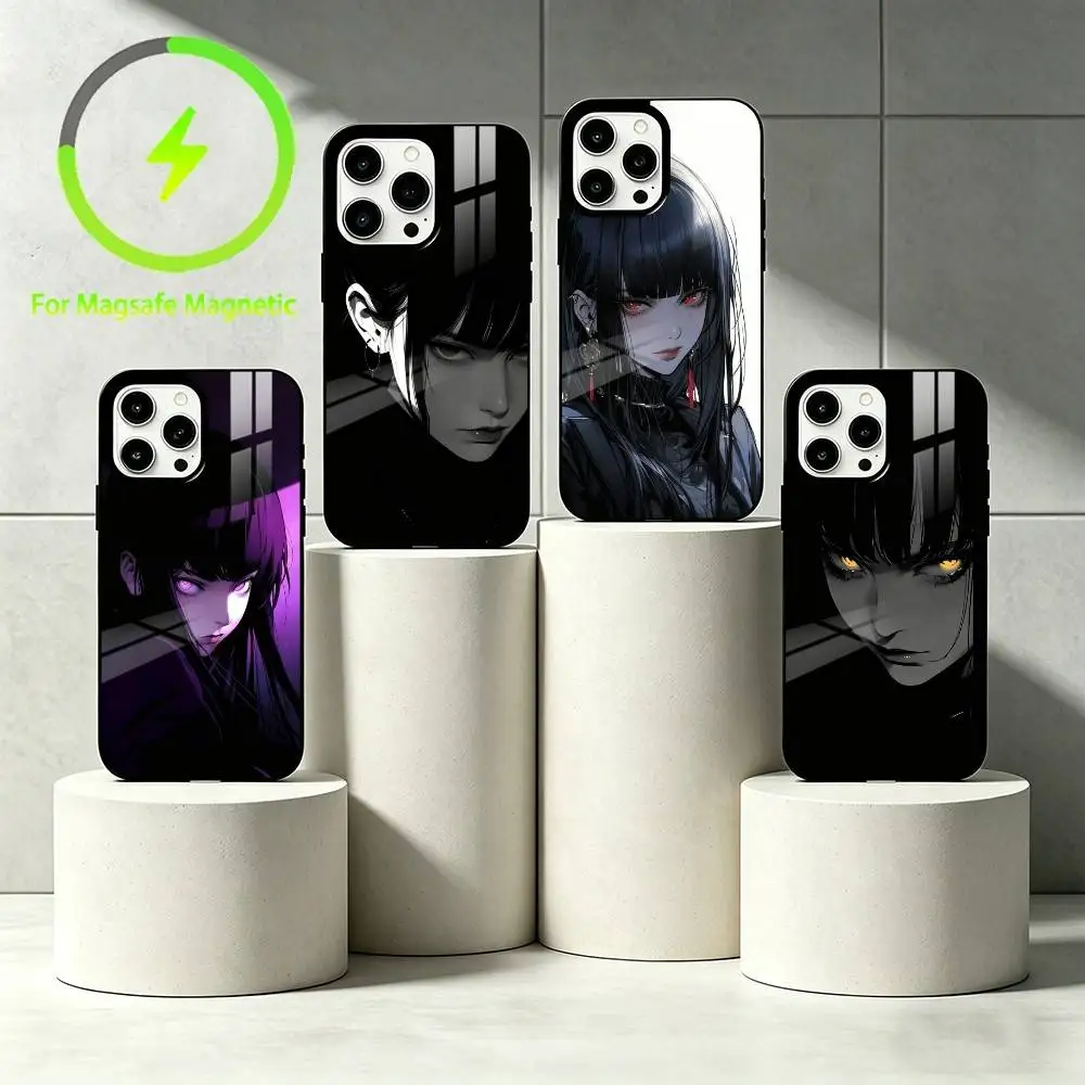 Gothic wind girl Phone Case For  Mirror wireless magnetic coverIPhone 17 16 15 14 13 12 11 Plus Shockproof and scratch-proof
