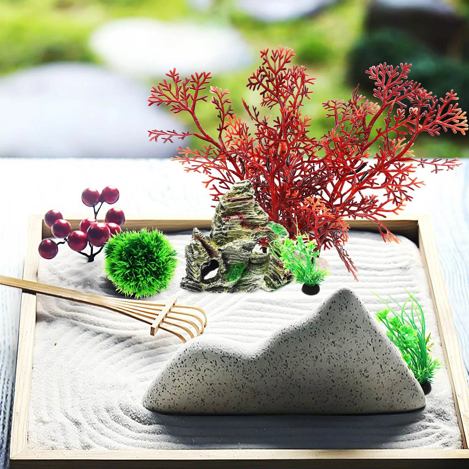 

7 pcs Fish Tank Decorations Aquarium Plants Cave Rock Artificial Realistic Resin Fake Accessories Betta Tree Safe Durable For