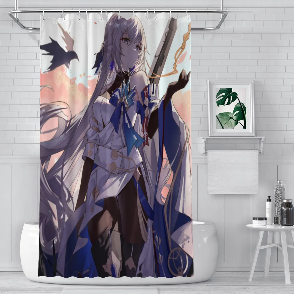 Bronya Cute Bathroom Shower Curtains Honkai Star Rail Waterproof Partition Creative Home Decor Bathroom Accessories