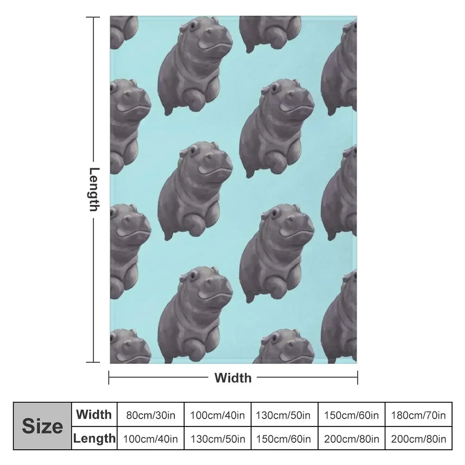 Cute Painted Baby Hippo Swimming - Digital Painting Throw Blanket warm for winter Multi-Purpose Camping Retros Blankets