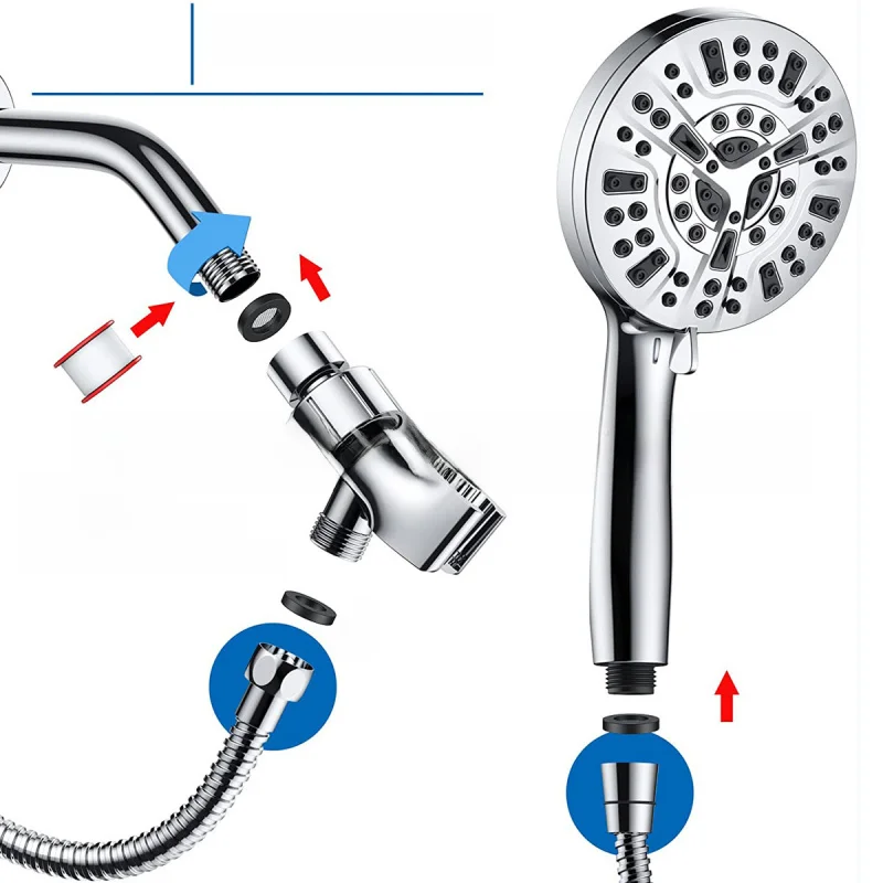 スーパーチャージドハンドヘルドシャワーヘッドセット,8機能ノズル,アメリカの外国貿易,工場直販