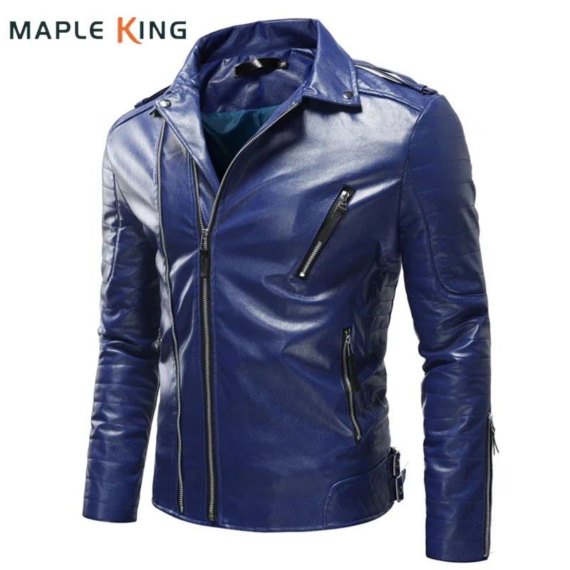 

Winter Men Pu Leather Jacket Hommes Multi Zipper Thicken Motorcycle Windproof Jackets Steampunk Mens Bomber Coats Plus Size 5XL