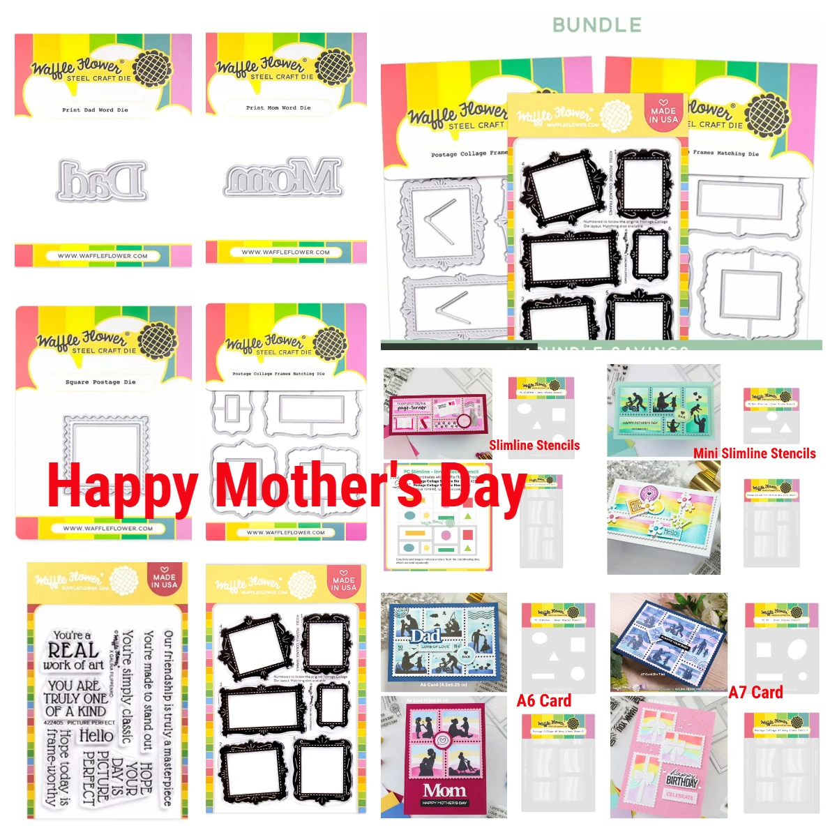 

March 2026 Metal Cutting Dies Happy Mother's Day Falimy Nesting Postage Die Cuts Stencil DIY Scrapbooking Stamps Embossing Decor
