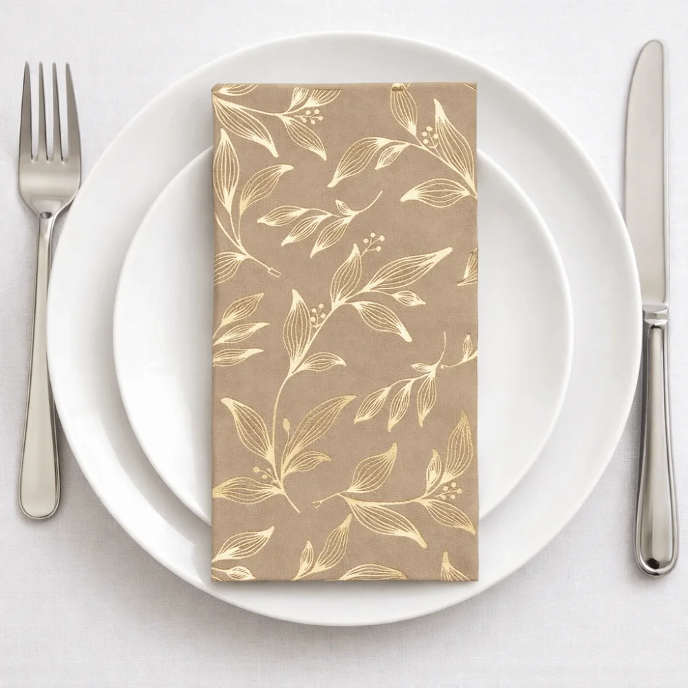 

40Pcs Thickened Leaf Gold-embossed Disposable Napkin Coffee Vintage Party Napkin Hot Foil Stamped Table Napkin Paper Cafe