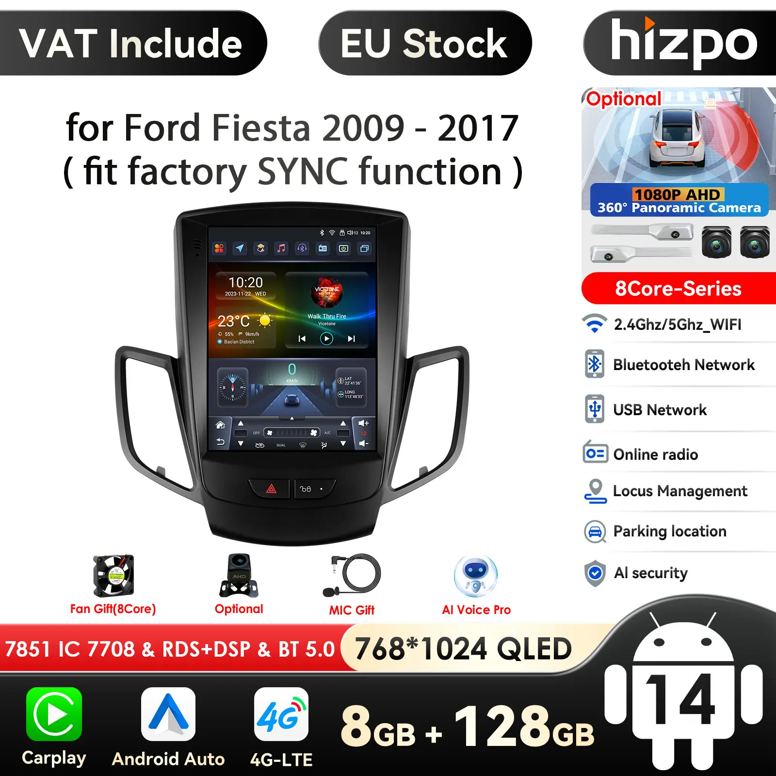 Hizpo 97 pulgadas AI Carplay Android