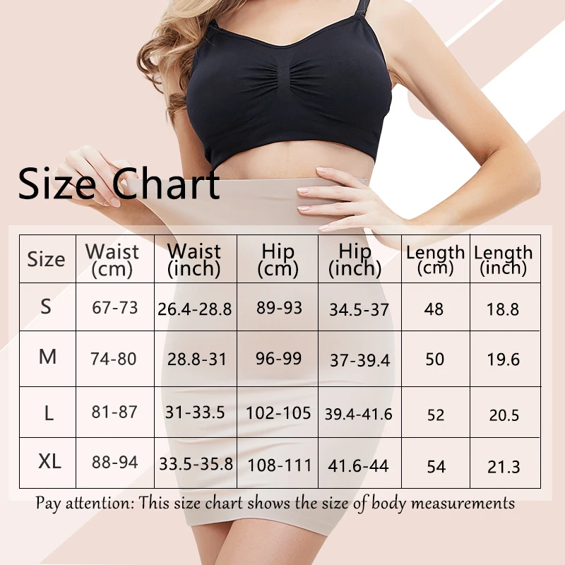 Sotto il ginocchio Anti-Cling sotto la gonna mezza slip per il vestito Shapewear Body Shaper senza cuciture liscio controllo della pancia biancheria