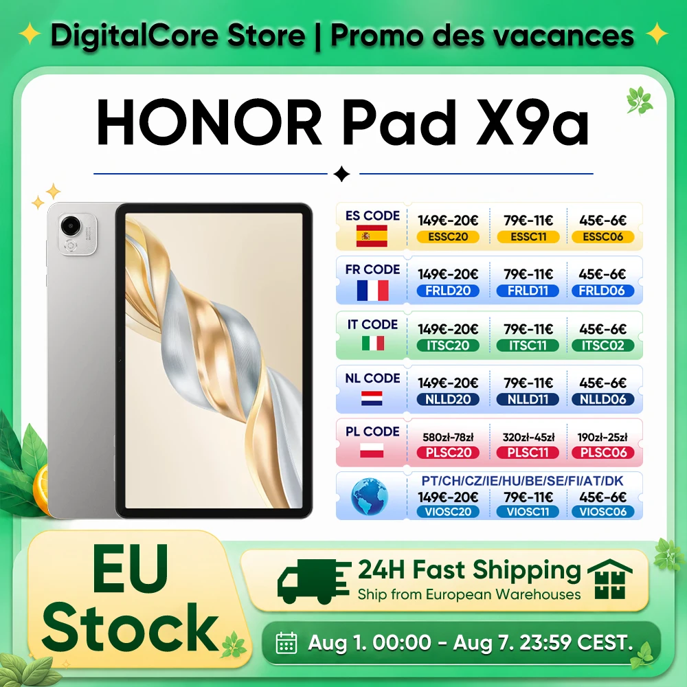 HONOR Pad X9a Écran LCD 11,5 pouces Taux de rafraîchissement 120 Hz 1,07 milliard de couleurs Luminosité 400 nit, Snapdragon 685 WIFI Octa-Core, 8300 mAh