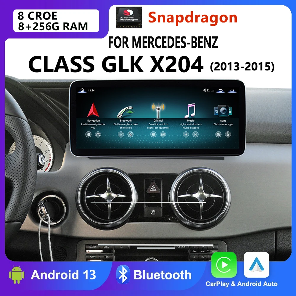 

Автомобильная Мультимедийная система Qualcomm, Android 13, для Mercedes Benz GLK X204 GLK300 2013-2015 CarPlay, радио, GPS-навигация, HD-экран