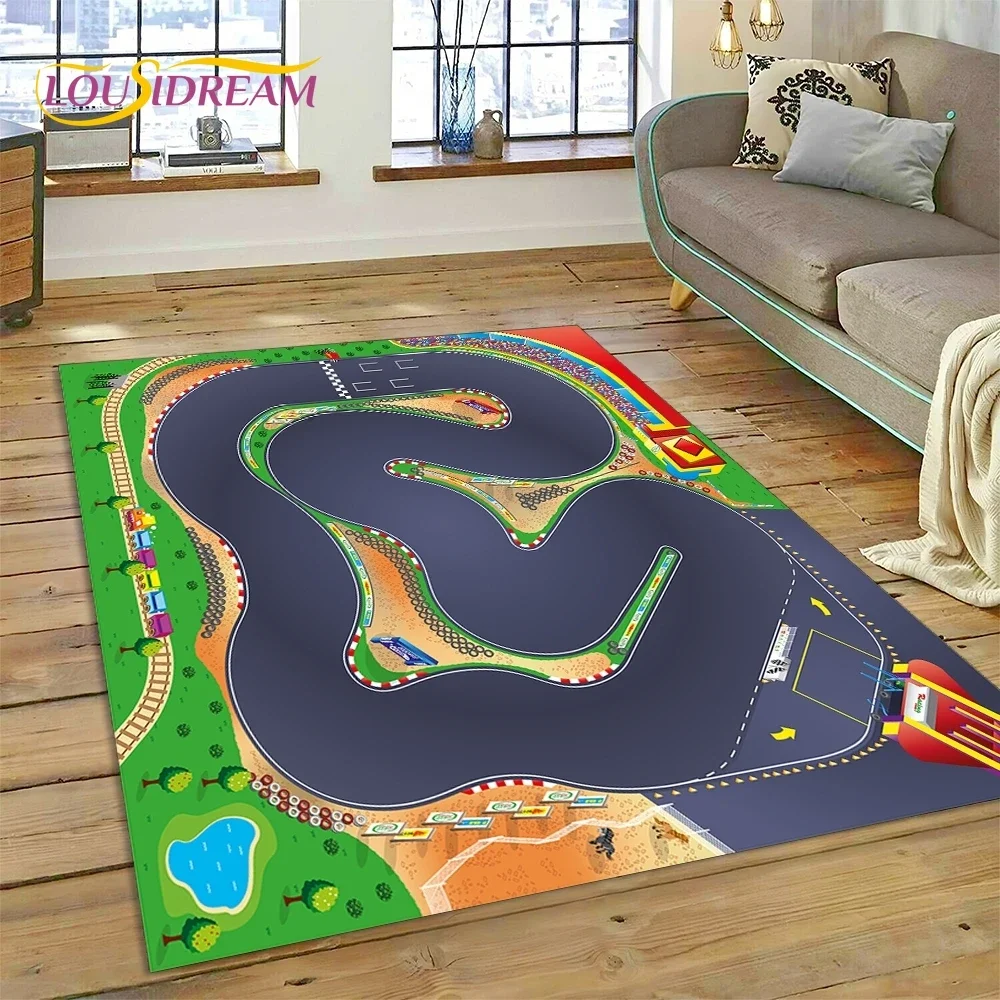 Highway Runway Playroom City Traffic Road Map Child PlayMat Carpet Rug for Bedroom Living Room Sofa Decoration Decor Floor Mat