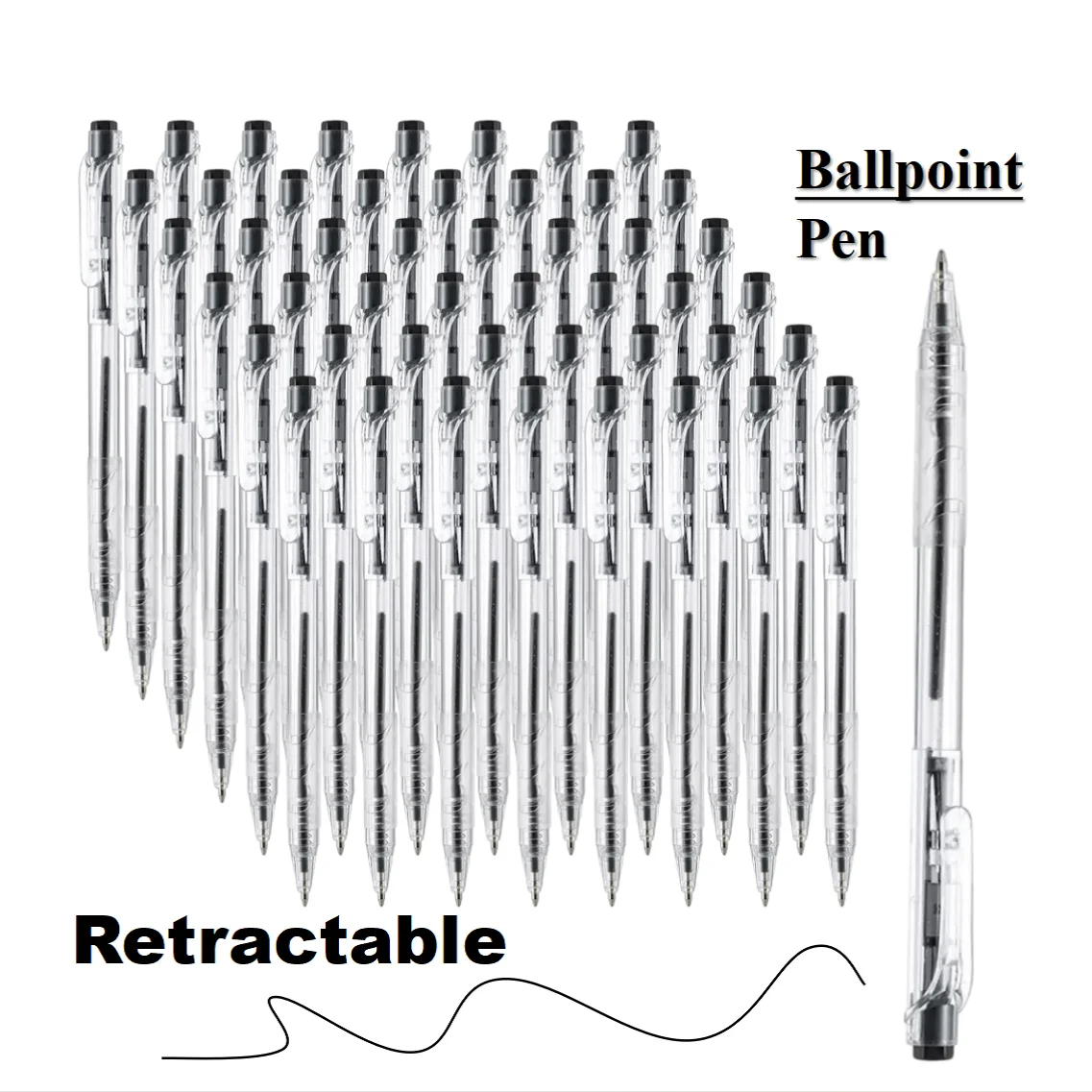 50pcs Retractable Ballpoint Pens, Medium Point Marker Pens, Ball Point Pens Smooth Writing Click Pens for Journal Writing