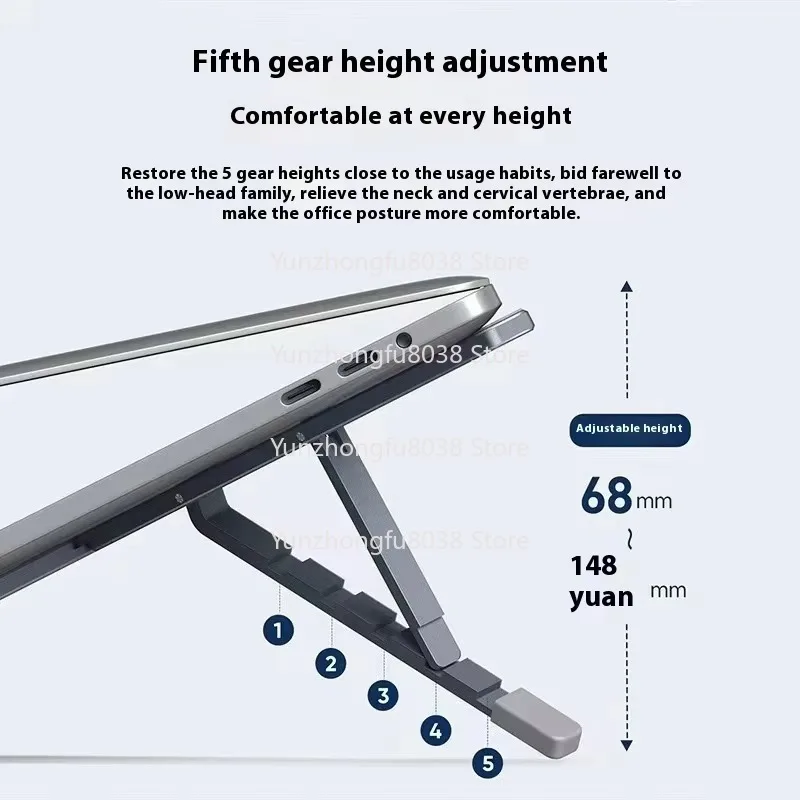 Adjustable Aluminum Alloy Laptop Holder Portable Foldable Desktop Lifter Tablet PC Holder Cooling Holder