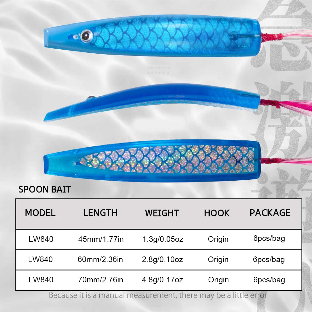Hunthouse 6pcs/lot Surf Fishing Hard Plastic Fishing Lures Spoon Trolling 45mm 60mm 75mm Fishing Baits Spinners Spoon Bait