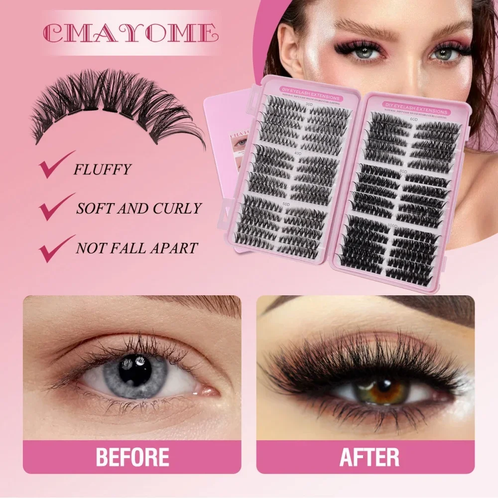 One Box of Eyelash Clusters, 30 Rows of False Eyelashes Extension Set, 30+40+50+60+80+100D Eyelashes, 30P-100PRO