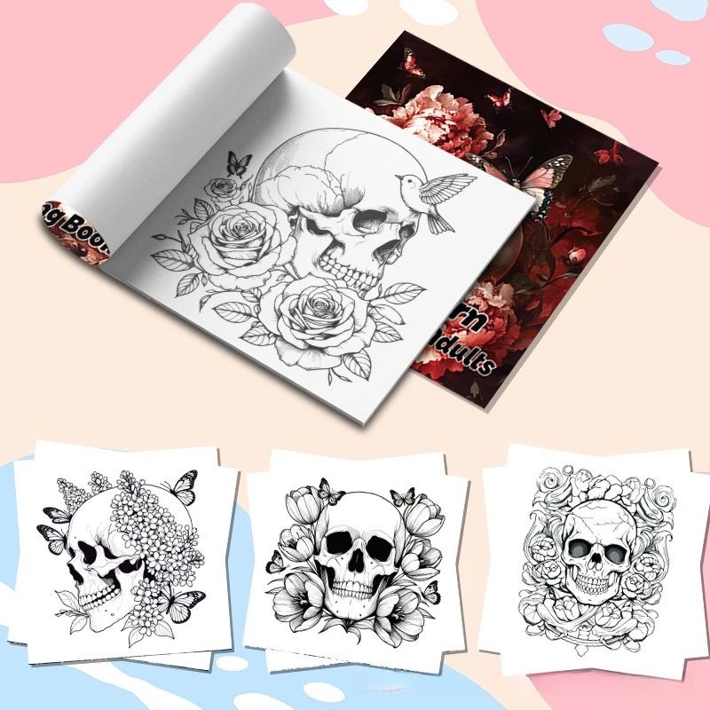 New Cross-border Skull Pattern Coloring Book, Adult Graffiti Drawing Notebook