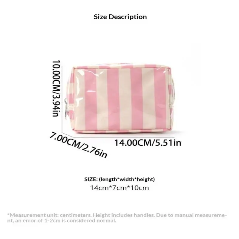Mini PVC Gestreifte Kosmetiktasche Make-up-Tasche Wasserdichte Reise-Toilettentasche Make-up-Pinsel-Etui – Detail 7