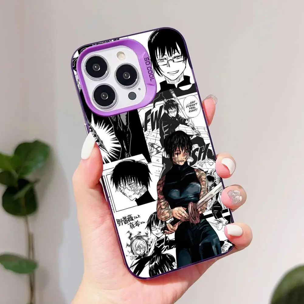 Чехол для телефона Jujutsu Kaisen Maki Zenin для iPhone 17, 16, 15, 14, 13, 12, 11 X XR XS 8 7 Pro Max Plus, полупрозрачный фиолетовый чехол, роскошный