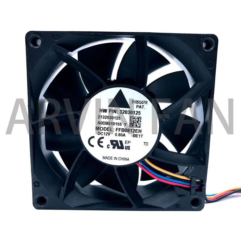 Ventilador de refrigeración PWM de 80mm, 8cm, FFB0812EH, 80x80x25mm, 12V, 0.80A, 6200RPM, enfriador CFM de alta velocidad, ventilador de rodamiento de bolas Dual de 12V