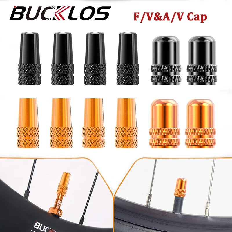 BUCKLOS Aluminum Alloy Bicycle Valve Caps Portable Bike Tire Valve with Wrench Cap MTB Tire Valve Caps Presta Schrader Parts