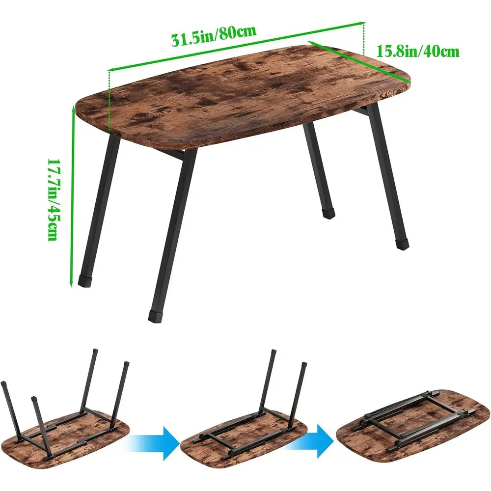 コンパクトで素朴な折りたたみ式コーヒーテーブル、小さなスペースにも適した持ち運び可能で耐久性のある、ミッドセンチュリーの長方形デザイン、リビングルームに最適です。