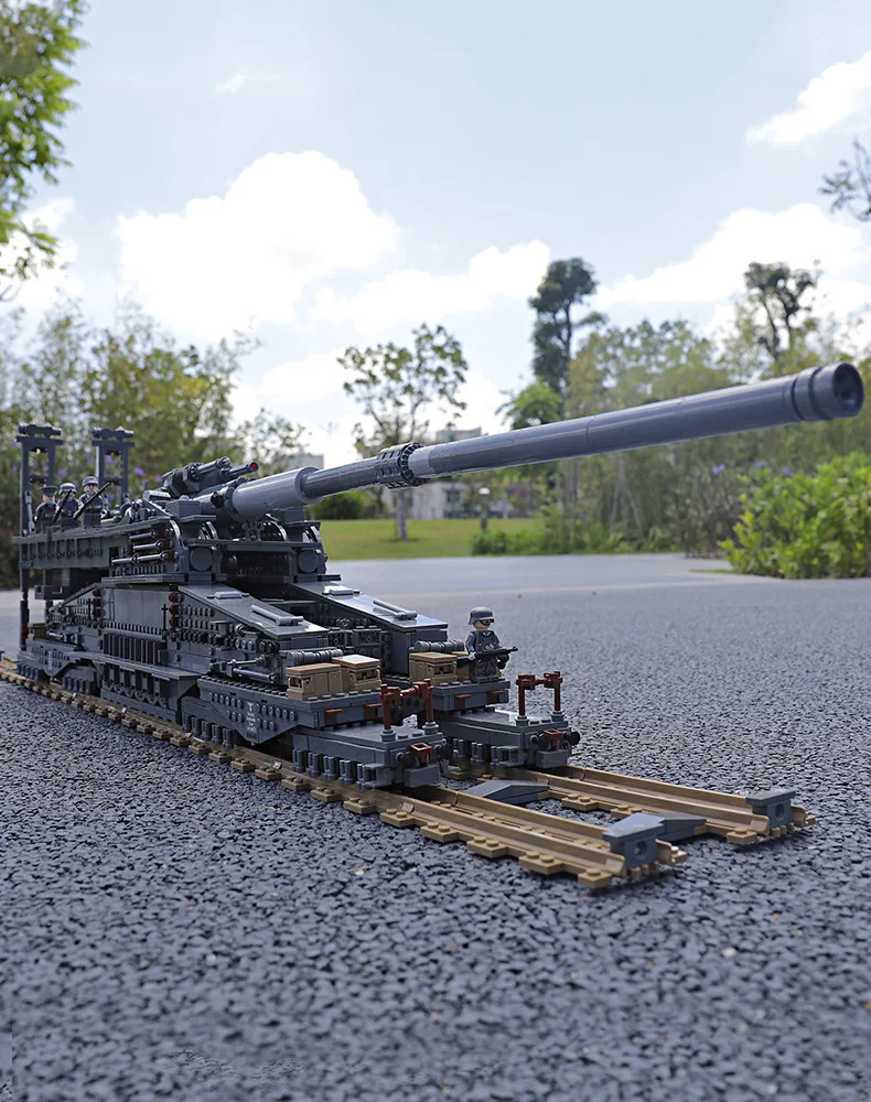Kazi 3846pcs deutsch 80cm k [e] eisenbahn pistole dora gustav schwere pistole 3 ky zug panzer bausteine ziegel spielzeug geschenke