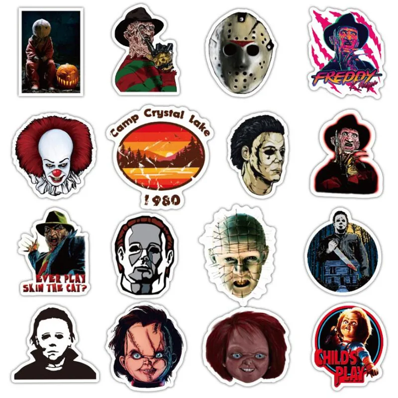 50PCS Thriller Horror Character Cartoon Graffiti Laptop Refrigerator Skateboard Waterproof Sticker Decoration