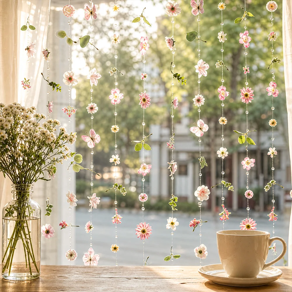 1/3 Stück rosa künstliche Blumenranken, 180 cm, künstliche Blumengirlande für Heimdekoration, Hochzeitsdekoration, Partyzubehör, Kranz-Zubehör – Detail 9