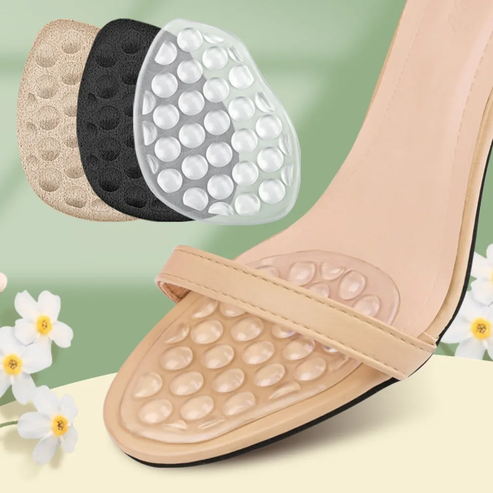 1pair Silicone Massage Shoe Pads Non Slip Feet Pain Relief Forefoot Cushion Shock-absorbing Foot Cushions Pads High Heels