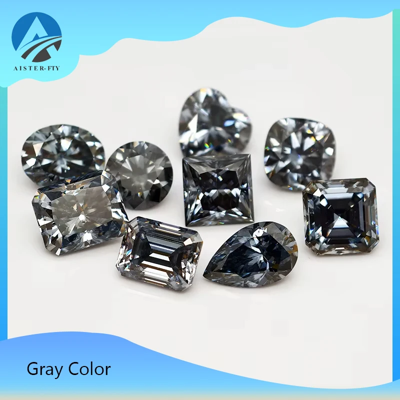 

Gray Color Moissanite Stones 0.5-5.0ct Round/Pear/Oval/Emerald/Heart/Cushion/Princess/Asscher/Radiant Cut with GRA Certificate