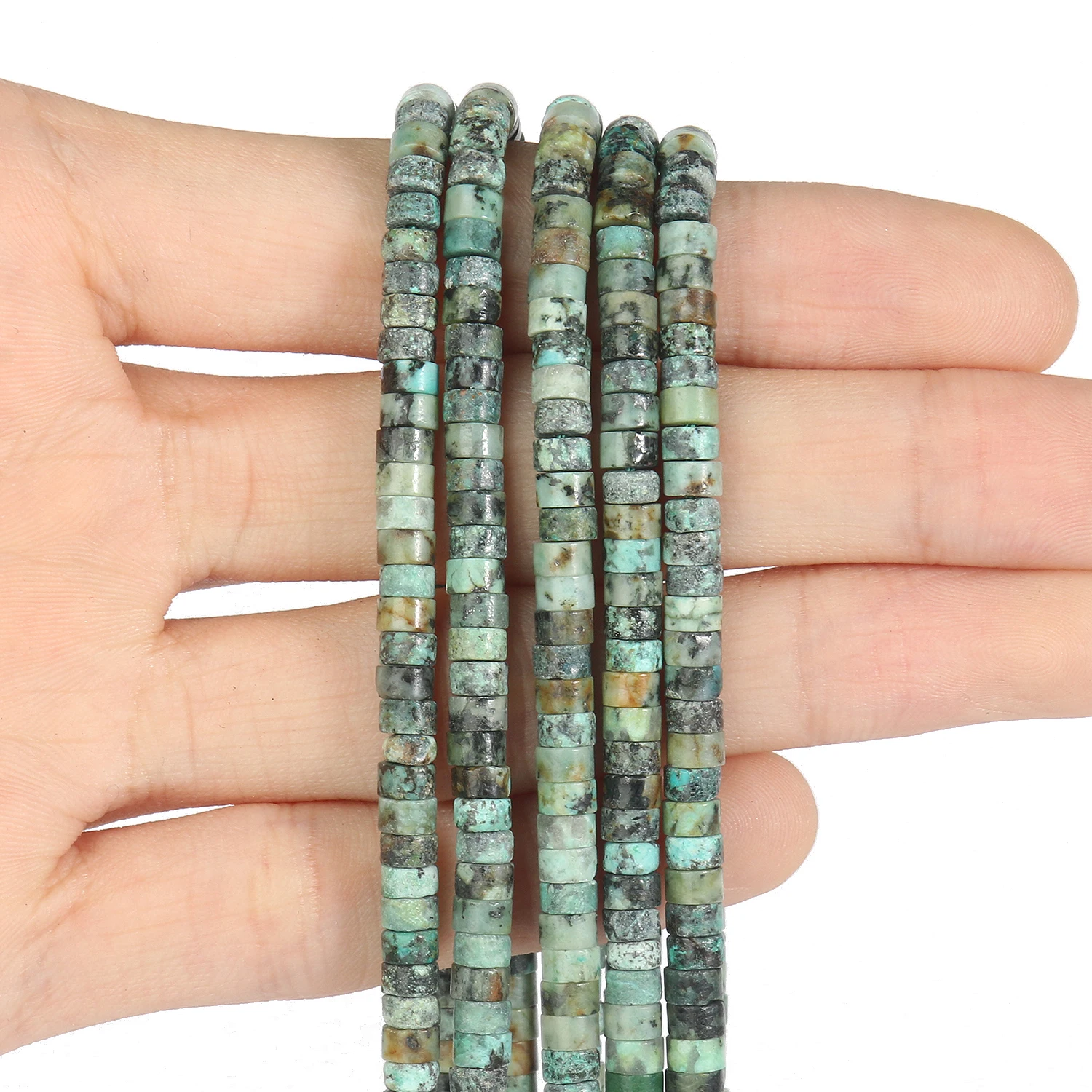 Wholesale DIY Loose Beads Natural Africa Turquoise Beads 4x2mm Flat Round Disc Shape Beads For Jewelry Making Handmade Material