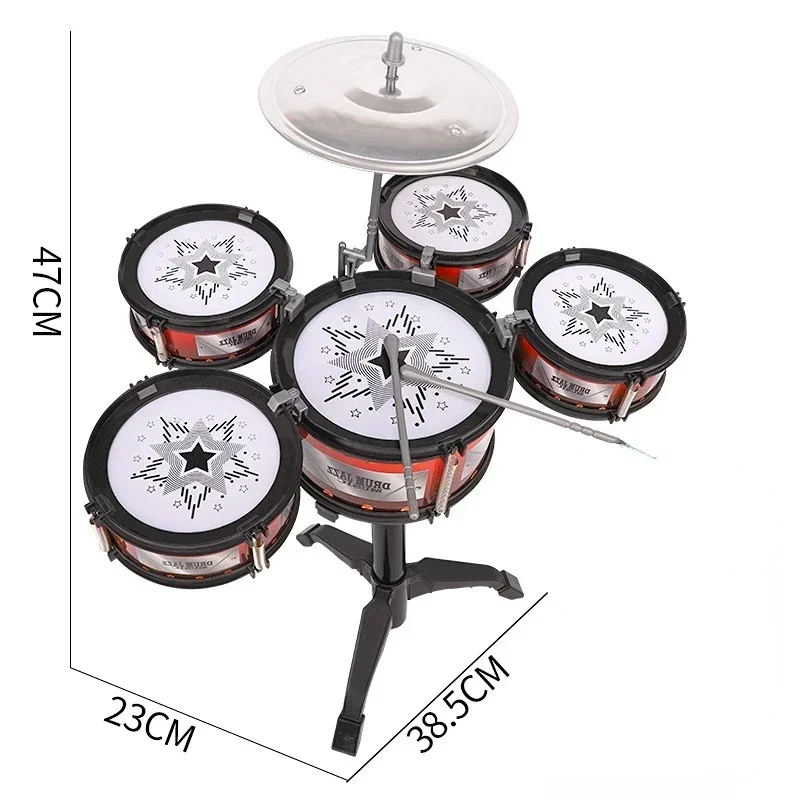 Crianças jazz tambor brinquedos percussão rock conjunto de música das crianças pandeiro crianças tambor conjunto instrumento musical brinquedo educativo presente