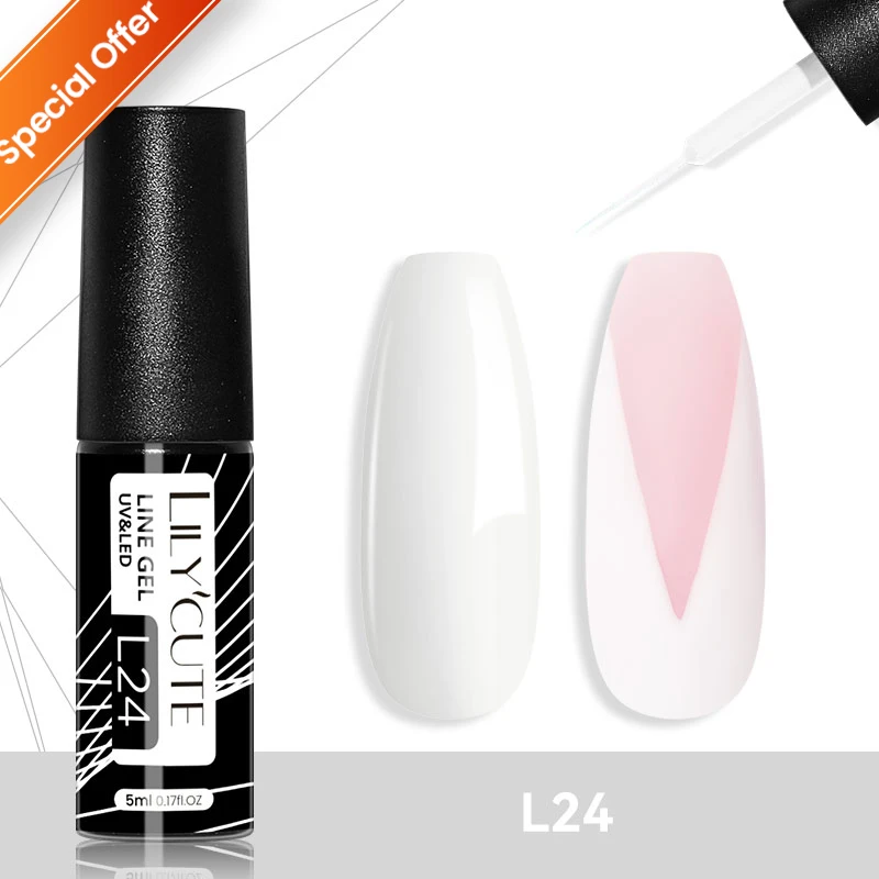 

LILYCUTE 5ml White Pink Liner Gel Nail Polish Colorful French Painting Stripe Semi Permanent Drawing Nail Art UV Gel Varnish DIY