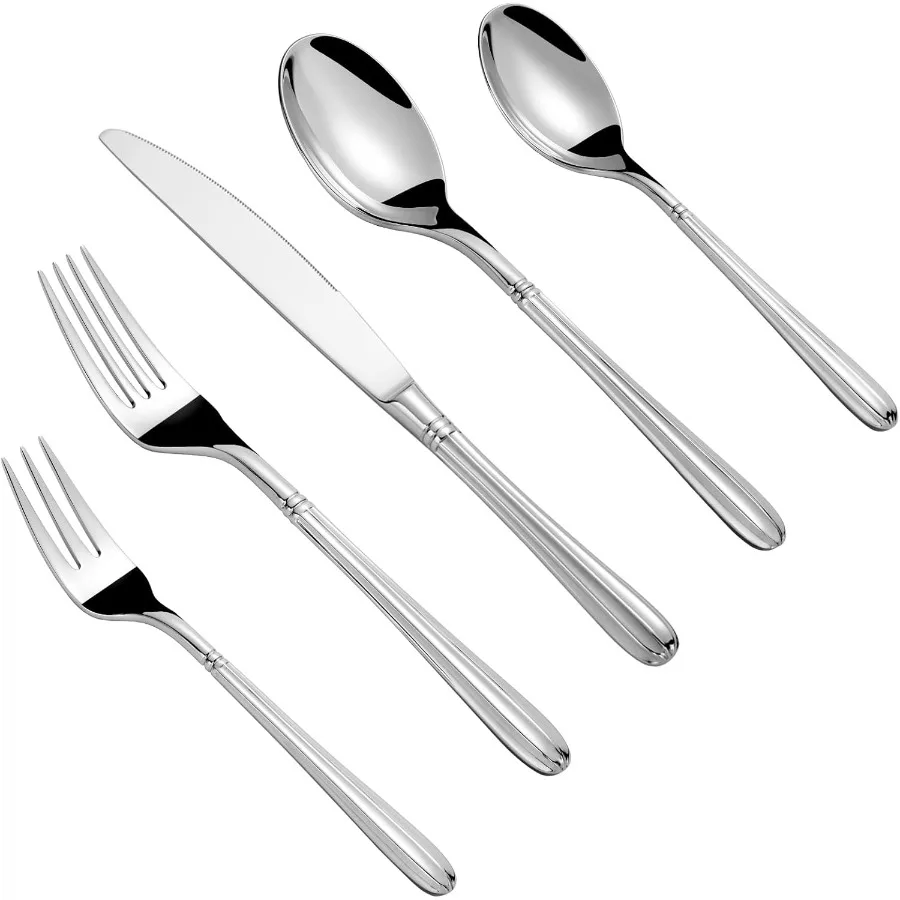 

20-piece Forged Silverware Set for 4, Prendcyx 18-10 Stainless Steel Exquisite Flatware Set Cutlery Set, Heavy Duty Fork Spoon