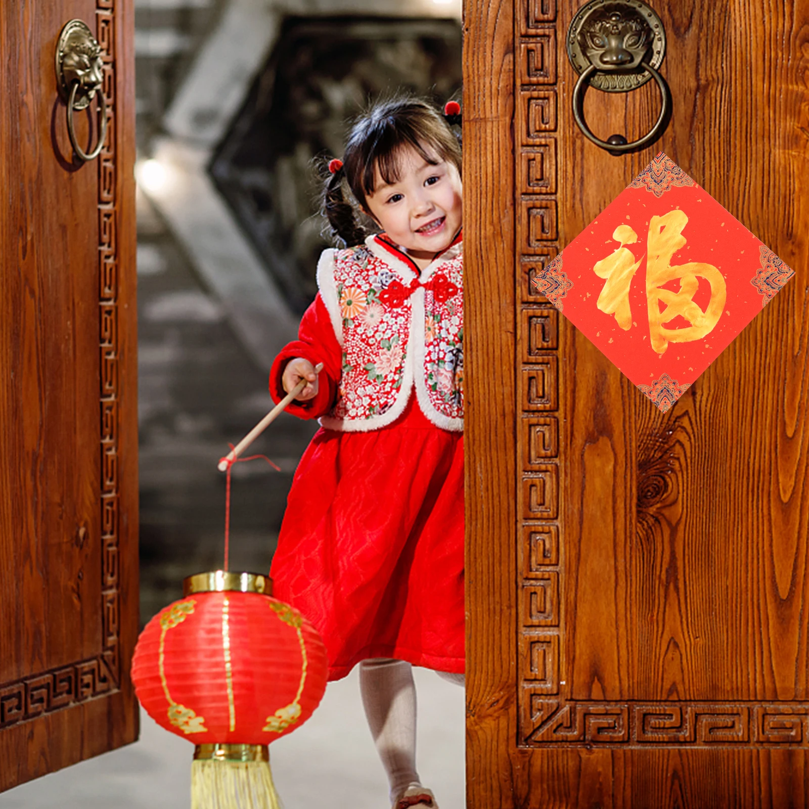 

20 Pcs Red Rice Paper 22x22cm Blank Fu Character Spring Festival Couplets Ink Brush Calligraphy Door Decorations