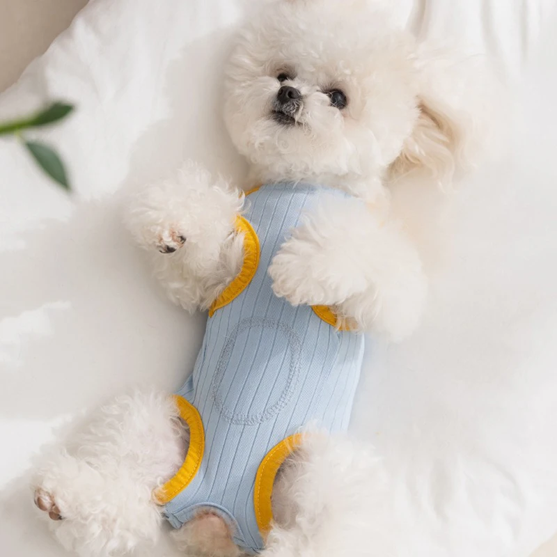 

Summer Four-legged Clothes Bichon Belly Wrap Puppy Cartoon Patch Knit Warm Bodysuit Teddy Cute Lamb Pullover Dog Products