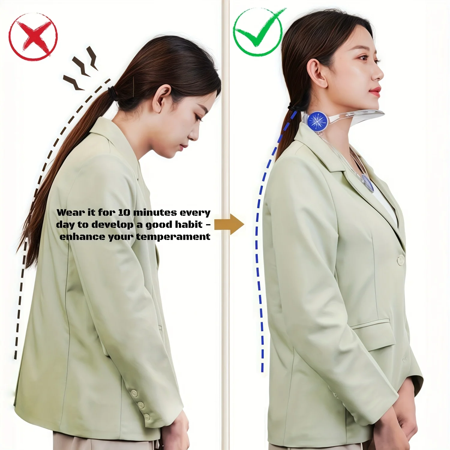 Ergonomic Design Neck Brace for Office Use, Desktop-Based Application, Ideal Choice for Long Screen Time, Neck-Protective Set for Phone-Hunched Users, Prevents Neck Strain