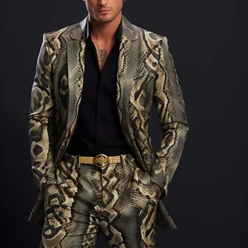 MORISTE Brillant Paillettes Bling Glitter Hommes Col Châle One Button