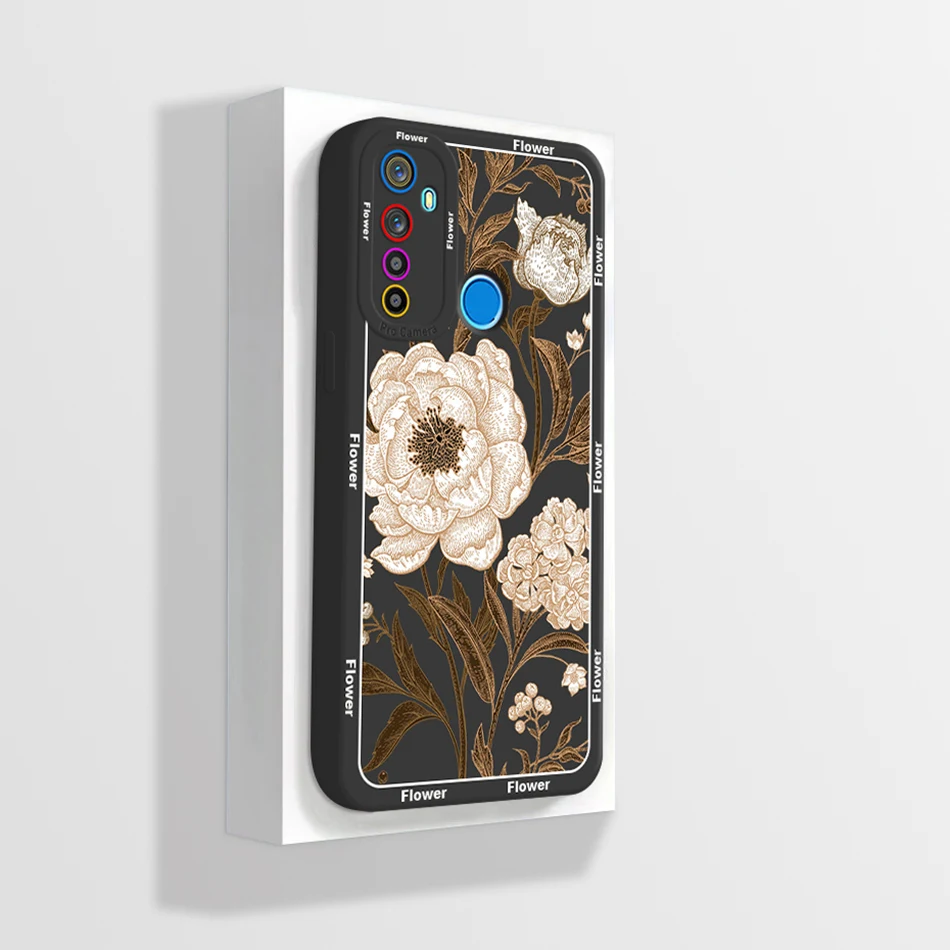 For Realme 5 Case RMX1911 Fashion Flower Pattern Slim TPU Phone Cover For Realme 5 5i 5s Realme5 Pro Bumper Realme 6i Soft Funda